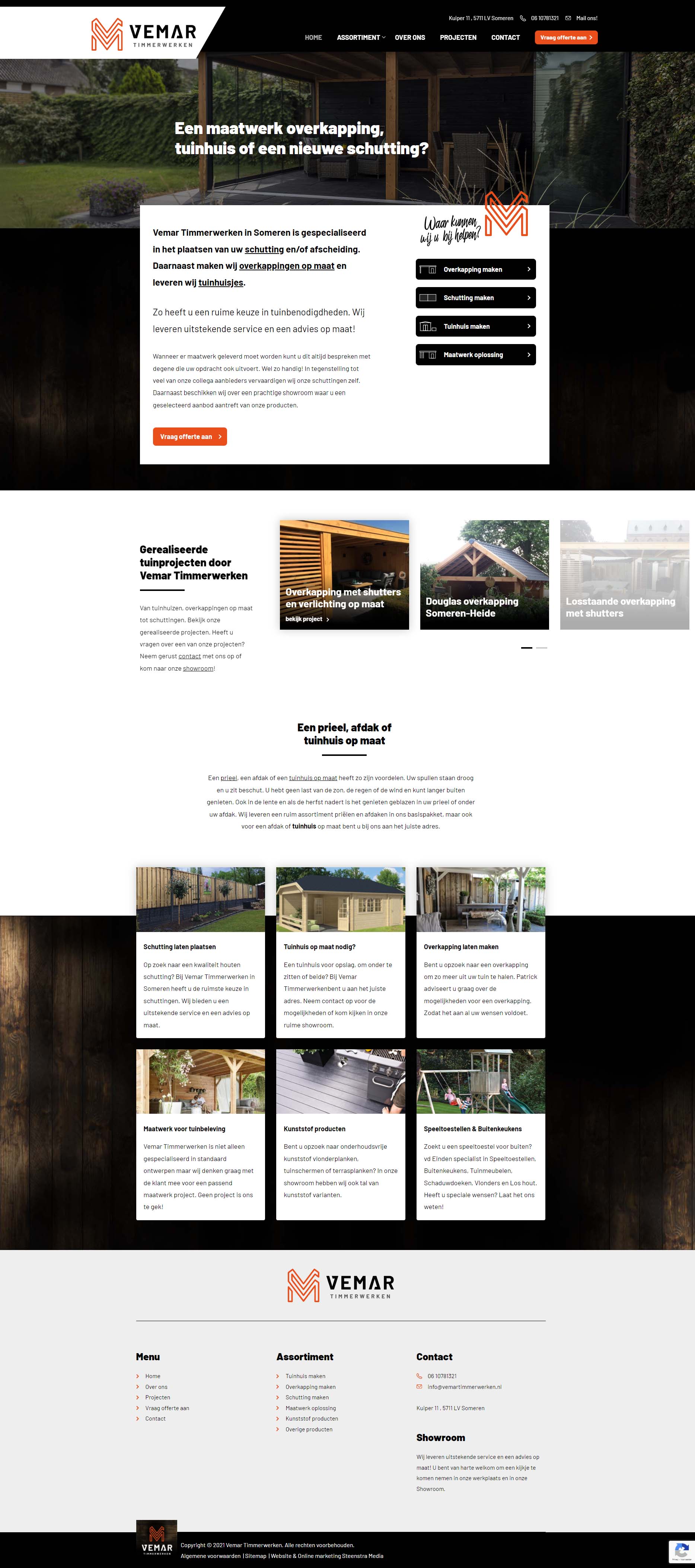 Website laten maken- Vemar Timmerwerken Someren - Steenstra Media Reclame- en Internetbureau