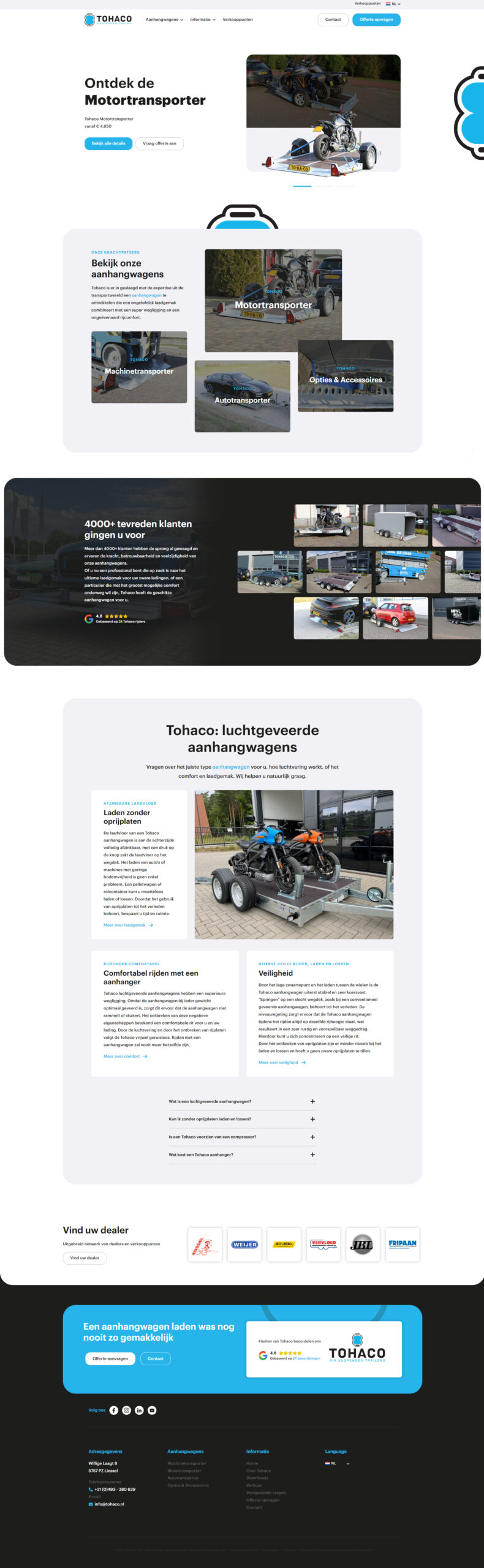 nieuwe website Tohaco aangangwagens - Steenstra Media Reclame en Internetbureau
