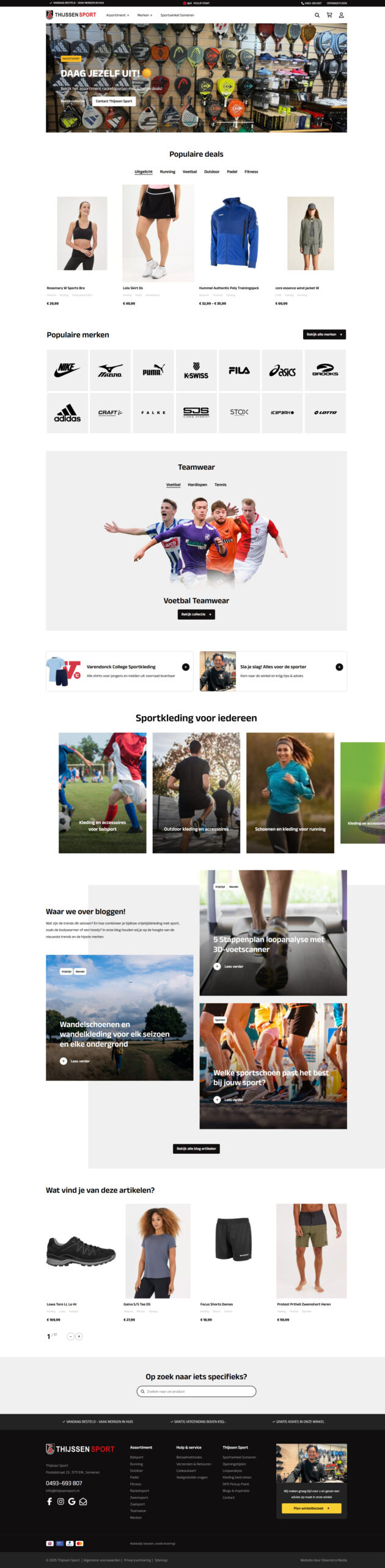 Webshop met koppeling Kassasysteem Thijssen Sport Someren Steenstra Media Reclame- en Internetbureau